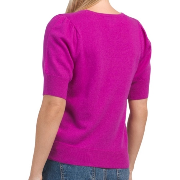 RACHEL ZOE Merino Wool Elbow Sleeve Crew Neck Sweater With Puff Sleeves size XL - Picture 2 of 4